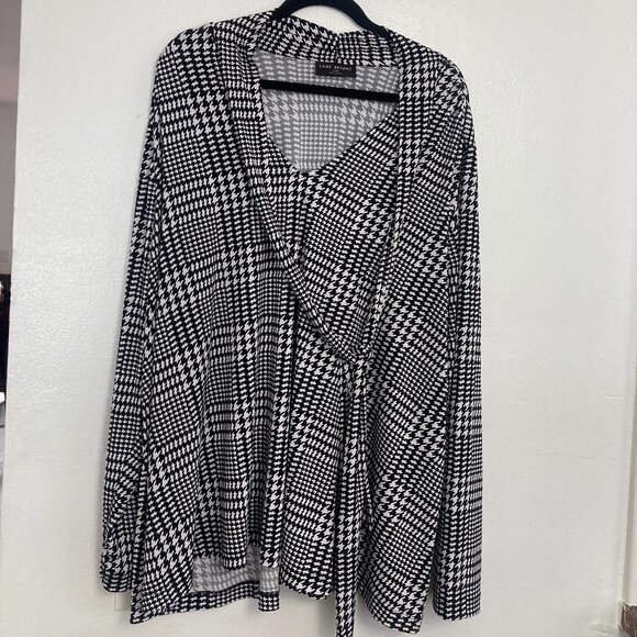 Lane Bryant Houndstooth Wrap-Front Top - Picture 1 of 3